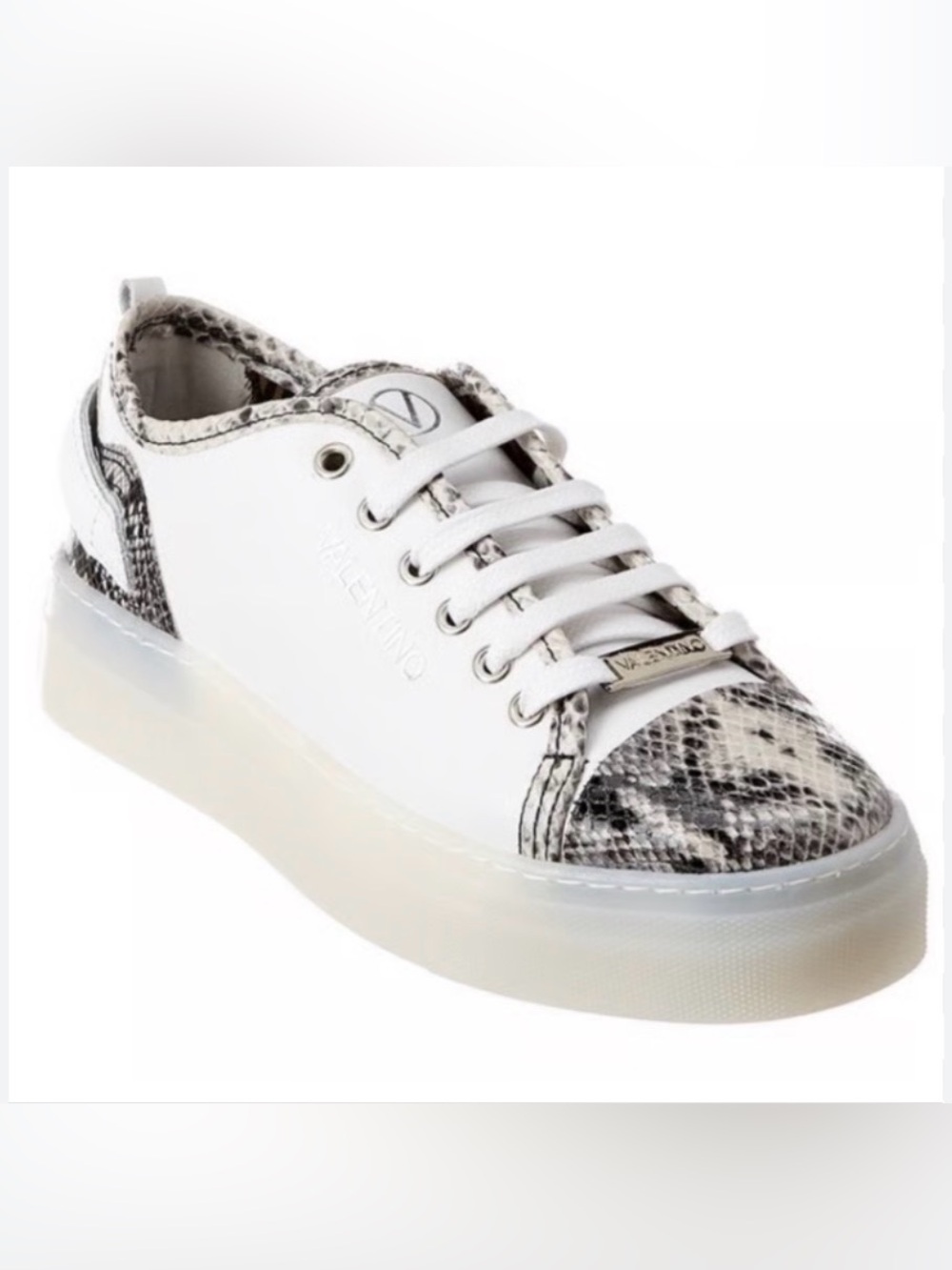 Valentino White Sneaker with Snakeskin Accents Dalia leather sneakers